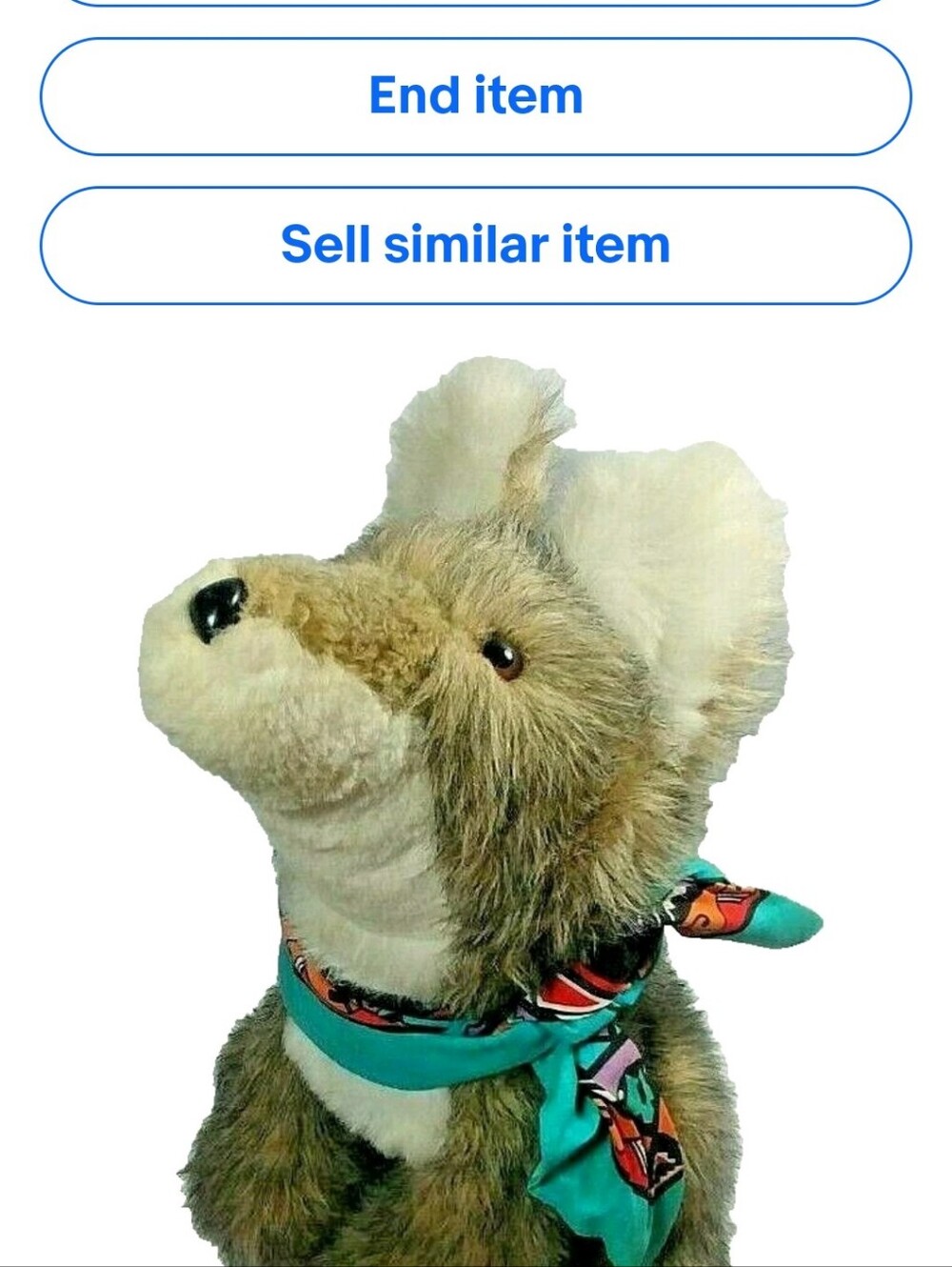 Coyote Plush Howl Vintage Kathys Kreations Original 1983 USA with Bandana 16" - Picture 4 of 12